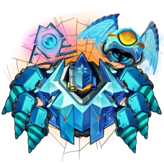 🕸 3a677df5 es, laba-laba, robotik, biru, geometris, seni digital whatsapp sticker