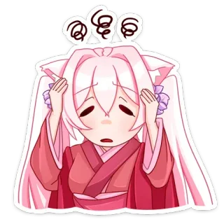 😵‍💫 061a9417 애니메이션, 귀여운, 슬픈, 핑크, 여자, 좌절 telegram sticker