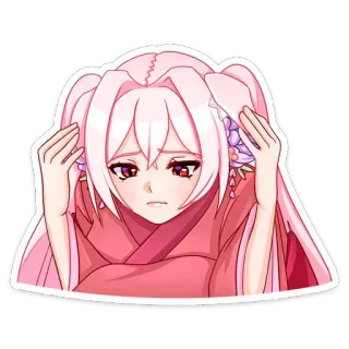 🤯 0c0a3b5d 애니메이션 여자, 슬픈, 감정적인, 만화, 귀여운, 분홍 머리 telegram sticker