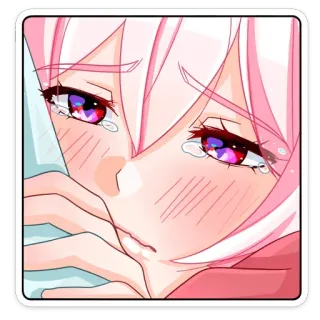 🥺 1824f7bc 애니메이션, 울음, 슬픈, 만화, 소녀, 분홍머리, 눈물 telegram sticker