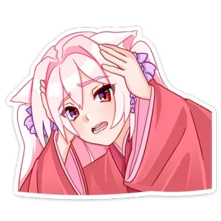 🥴 27cf8d84 애니메이션, 고양이귀, 만화, 귀여운, 카와이, 걱정하는, 화난 telegram sticker