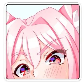 😡 8493e85a 애니메이션, 만화, 고양이 귀, 분홍 머리, 귀여운, 만화 telegram sticker