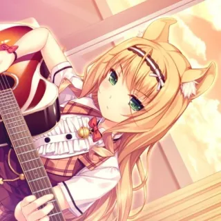 🌟 3ecbffaa Anime, Katzenmädchen, Gitarre, Musik, Kawaii telegram sticker