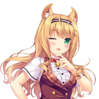 🌟 8e0d6d4c Anime, Katzenmädchen, Kawaii, Neko, Zwinkern, Süß, Digitale Kunst telegram sticker