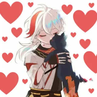 ♥️ 21760606 Kazuha Genshin Impact Anime, Coeurs, Chat, Kazuha, Genshin Impact, Personnage, Fanart telegram sticker