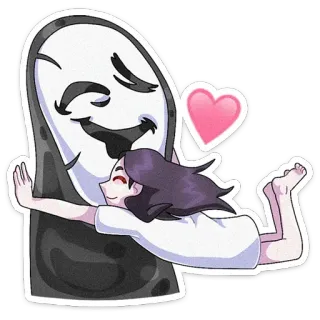 🤗 ac4eab06 stiker, peluk, hantu, perempuan, kartun, cinta, hati telegram sticker