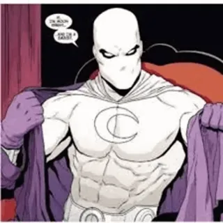 🌙 ae1c3a4b Moon Knight Hi, I'm Moon Knight. And I'm a racist! moon knight, marvel, comic, superhero, white, racist telegram sticker