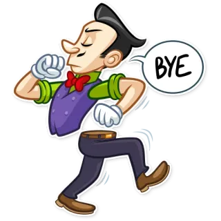 👣 7c86baa4 BYE Kreskówka, Pa, Do widzenia, Machanie, Odchodzenie, Postać, Pożegnanie telegram sticker