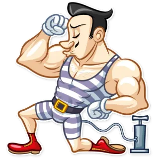 💪 ff4bb772 mężczyzna, mięśnie, sportowiec, fitness, ćwiczenia, kreskówka, vintage telegram sticker