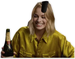 🍾 38bea967 MOET wanita, sampanye, alkohol, pesta, perayaan, Margot Robbie telegram sticker
