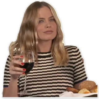 🍷 496e4b94 wanita, anggur, minum, makanan, orang, gelas, meja telegram sticker