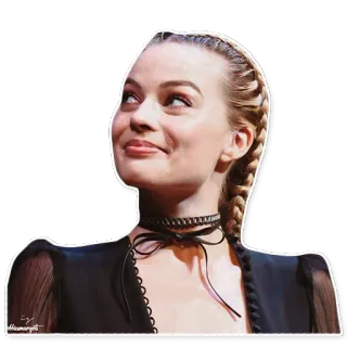 😇 6139f348 Margot Robbie aktris, pirang, kepang, selebriti, wanita telegram sticker