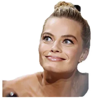 🐸 875b3841 Margot Robbie Margot Robbie, aktris, selebriti, potret, pirang, senyum telegram sticker