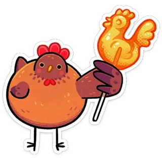 ⭐ b2ad75f0 ไก่, สัตว์, นก, น่ารัก, อมยิ้ม, อาหาร telegram sticker