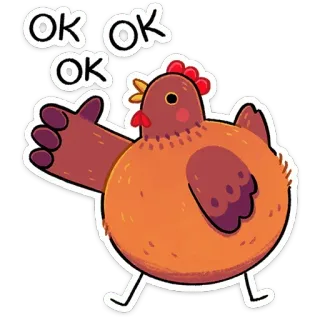 👍 7e6fcf2d OK OK OK ayam, ok, burung, hewan, imut whatsapp sticker