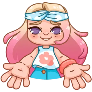 🤗 b5c9d1e2 Hoạt hình, Nhân vật, Sticker, Cô gái, Dễ thương, Minh họa telegram sticker