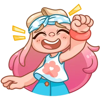 ✊ d0e3154d hoạt hình, cô gái, vui vẻ, lễ kỷ niệm, cổ vũ telegram sticker