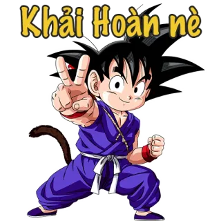 5️⃣ 81682953 Goku Dragon Ball Khải Hoàn nè Dragon Ball, Goku, anime, cartoni animati, segno di pace, vietnamita telegram sticker