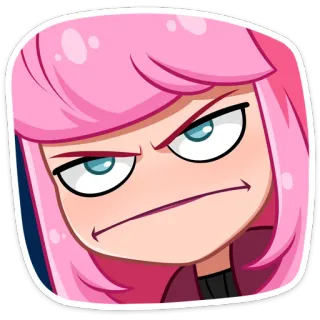 😐 1d6c8c1a anime, rambut pink, marah, kartun, karakter, ekspresi wajah telegram sticker