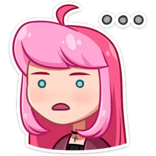 😐 5f3ceadd anime, imut, ekspresi, berpikir, rambut merah muda telegram sticker