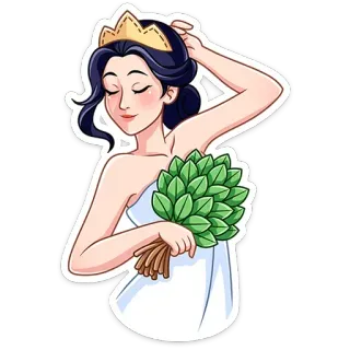 ⭐ a0da8137 女人, 皇冠, 毛巾, 叶子, 公主, 美丽, 水疗 telegram sticker