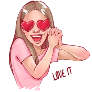 😍 39da95b8 LOVE IT cinta, hati, wanita, imut, gadis, emoji, mata telegram sticker