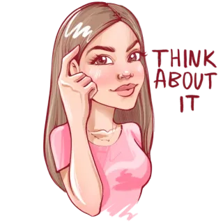 😉 41db83ac THINK ABOUT IT berpikir, wanita, kartun, gadis, berpikir, ide telegram sticker