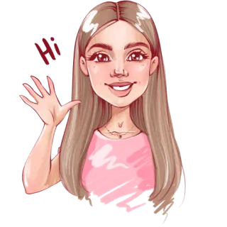 👋 6198f2d6 kartun, wanita, ilustrasi, melambai, gadis, potret telegram sticker