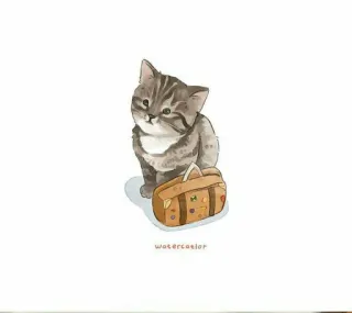 🧳 396176d1 watercolor cat, kitten, travel, watercolor, luggage, animal, cute telegram sticker