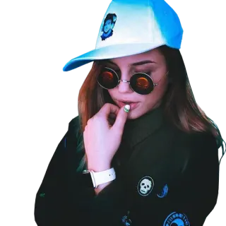 😎 f7c9cde2 femme, lunettes de soleil, chapeau, mode, portrait, autocollant telegram sticker