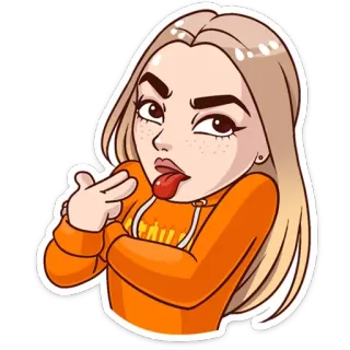 🤢 8f5eb703 卡通, 女人, 姿势, 讽刺, 态度 telegram sticker