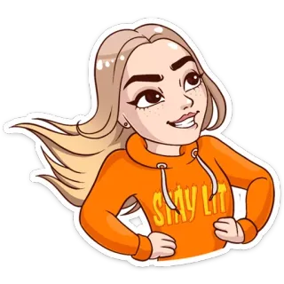 ☺️ ad455b7c Stay Lit 卡通, 女人, 金发, 女孩, 在线, 帽衫 telegram sticker
