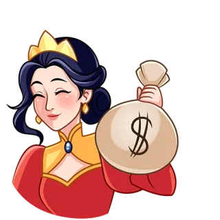 🤑 95309334 queen, money bag, wealth, finance, royalty, princess telegram sticker