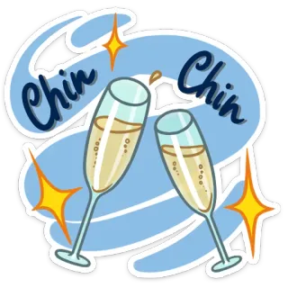 🍸 bb5c7430 Chin Chin celebración, salud, brindis, champán, bebidas, chin chin whatsapp sticker