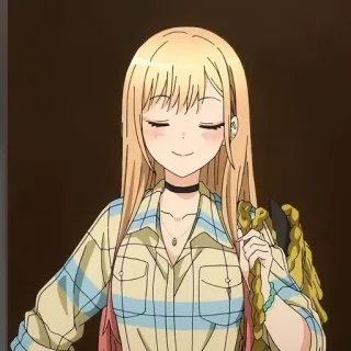 ❤️ 12de7420 Marin Kitagawa My Dress-Up Darling anime, garota, cabelo loiro, sorrindo, alegre, personagem whatsapp sticker