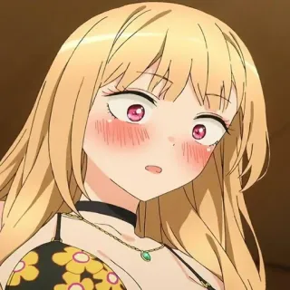 ❤️ 5373ee12 Marin Kitagawa My Dress-Up Darling garota anime, cabelo loiro, personagem de anime, Marin Kitagawa, My Dress-Up Darling, fofa, bochechas vermelhas, envergonhada whatsapp sticker