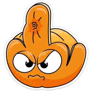🖕 c4f69b5c 오렌지, 가운데 손가락, 불쾌한, 만화, 과일, 화난, 무례한 telegram sticker