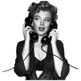 ☎ 1f520171 Marilyn Monroe aktris, film, vintage, wanita, telepon, monokrom telegram sticker