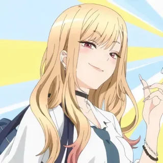 ❤️ 161d3ff7 Marin Kitagawa My Dress-Up Darling Anime, Manga, tóc vàng, Cosplay, đồng phục học sinh, nhân vật, mỉm cười, My Dress-Up Darling whatsapp sticker