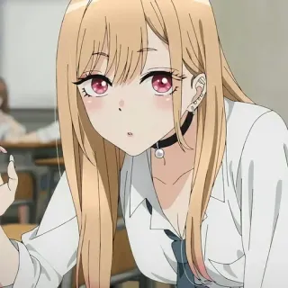 ❤️ 221f9732 anime, gái, tóc vàng, dễ thương, đồng phục học sinh whatsapp sticker