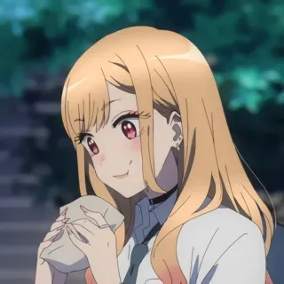 ❤️ 2678c1d0 Marin Kitagawa My Dress-Up Darling Marin Kitagawa, gái anime, cười, ăn, My Dress-Up Darling whatsapp sticker