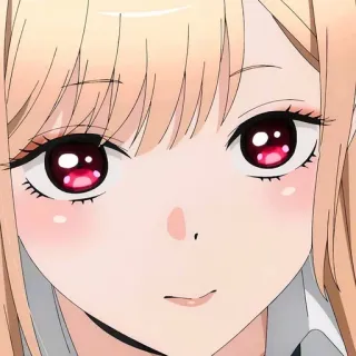 ❤️ 26d93945 Marin Kitagawa My Dress-Up Darling Anime, Cô gái, tóc vàng, mắt đỏ, dễ thương, chân dung whatsapp sticker