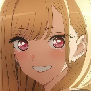 ❤️ 54ef901e Marin Kitagawa My Dress-Up Darling anime, cô gái, tóc vàng, cosplay, dễ thương, mỉm cười whatsapp sticker