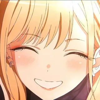 ❤️ 61b3f3a8 anime, cô gái, tóc vàng, cười, hoạt hình, dễ thương, chân dung whatsapp sticker