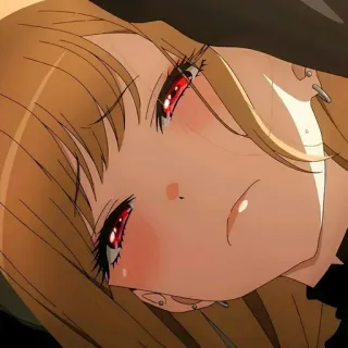 ❤️ 8ab51c2d Anime, Cô gái, Dễ thương, Mắt đỏ, Chân dung, Bông tai whatsapp sticker