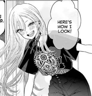 ❤️ 90567350 HERE'S HOW I LOOK! anime, manga, cô gái, mỉm cười, chân dung, hạnh phúc whatsapp sticker