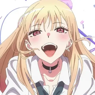 ❤️ 9c9e3f69 Marin Kitagawa My Dress-Up Darling Anime, Phụ nữ, Tóc vàng, Nụ cười, Nhân vật, Phim hoạt hình, Dễ thương whatsapp sticker