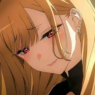 ❤️ bad9f560 Marin Kitagawa My Dress-Up Darling Anime, Cô gái, Dễ thương, Tóc vàng, Mắt đỏ, Bông tai, Cô gái Anime whatsapp sticker