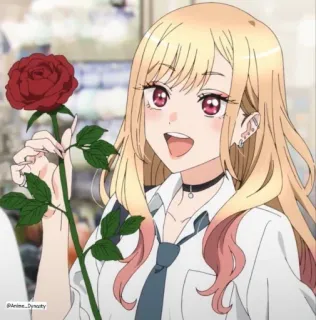 🥀 1328394c Marin Kitagawa My Dress-Up Darling Anime, dziewczyna, słodkie, róża, Marin Kitagawa, My Dress-Up Darling telegram sticker