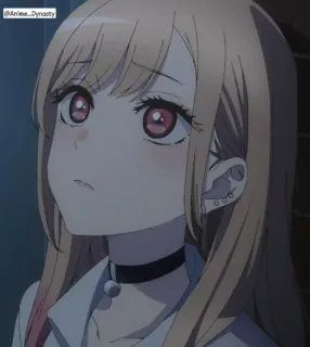 😟 1f1901ee Marin Kitagawa My Dress-Up Darling Anime, Dziewczyna, Blondynka, Słodka, Marin Kitagawa, My Dress-Up Darling, Choker, Kolczyki telegram sticker